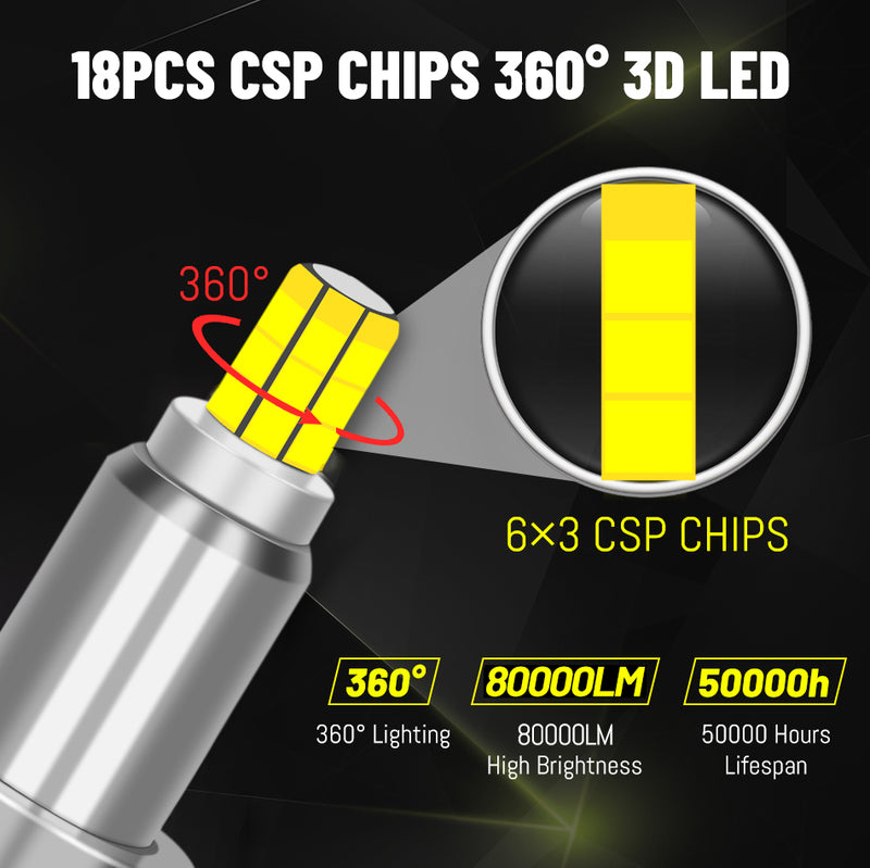 H7 H4 H11 LED Headlight 80000LM 300W D2S D4S 360 CSP Chips H1 H8 9005 HB3 9006 HB4 9012 HIR2 D2R D4R PTF STG 12V