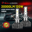 H4 LED Headlight 20000LM CSP LED H7 H1 H11 H8 H9 9005 9006 HB3 HB4 120W 4300K 6000K 8000K White/Yellow/Blue Light PTF Ice Bulb Turbo Fog Light 12V Turbo