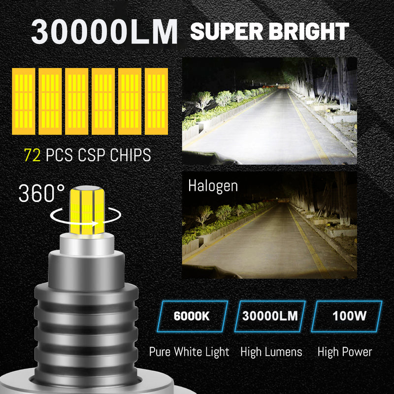 BULLVISION H4 LED Headlights 30000LM 360 Degree CSP LED 6000K 8000K H1 H7 H11 9012 HIR2 HB3 HB4 H8 H9 9005 9006 Auto Headlamp
