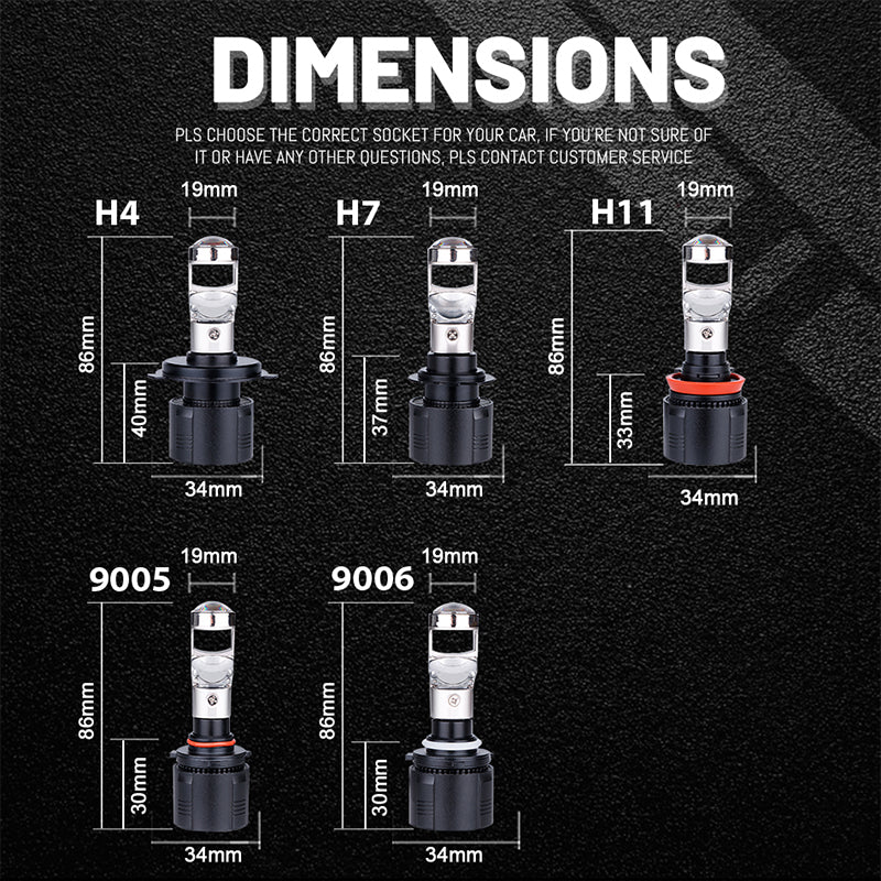 Bullvision H7 LED Headlight 20000LM Bi-LED Projector Lens LED H4 H11 H8 H9 9005 9006 HB3 HB4 6000K CSP Hi/Lo Beam Lens Headlamp