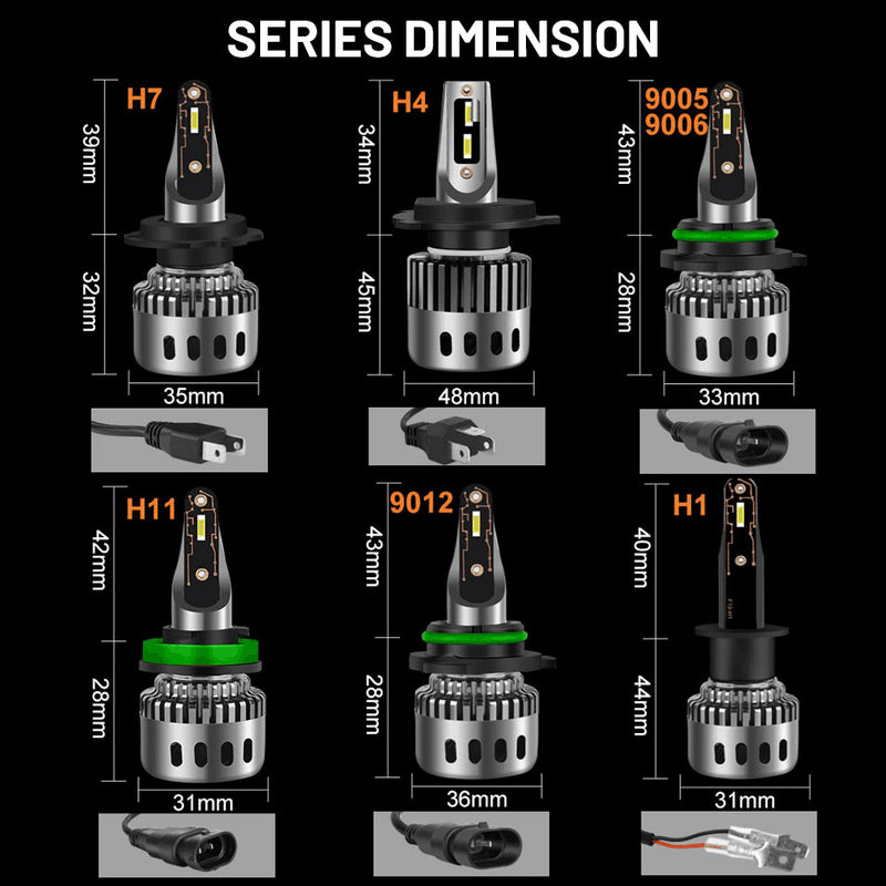 H7 Led Headlight 6000K H1 H4 H8 H11 Led Bulb Fog Light 9012 Hir2 9005 HB3 9006 HB4 Auto Lamp 25000LM 120W Turbo 4300K 8000K Mini No Ballast Turbo Fan Diodes PTF