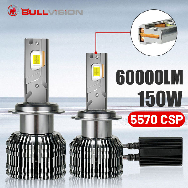 60000LM H4 LED Headlight Bulbs H7 HB3 9005 HB4 9006 9012 HIR2 H8 H11 150W Auto Fog Lights Turbo Lamp 5570 CSP Chips LHD Daylight