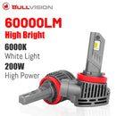 Bullvision H11 LED Headlights 60000LM LED H7 H4 HB3 9005 H8 H9 9012 HIR2 HB4 9006 200W High Power CSP Chips Mini Size Fog Lights