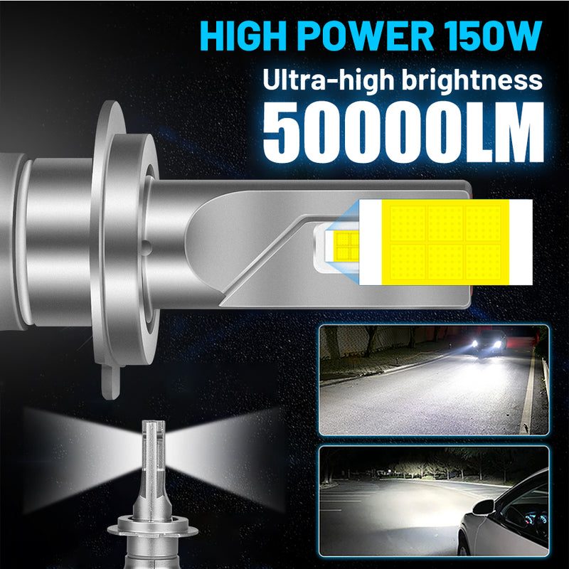 H7 LED Headlights 50000LM H4 H11 9005 9006 HB3 HB4 H8 H9 150W High Power 6000K CSP Chips Copper Tube Car Lights Dirvers For Lens