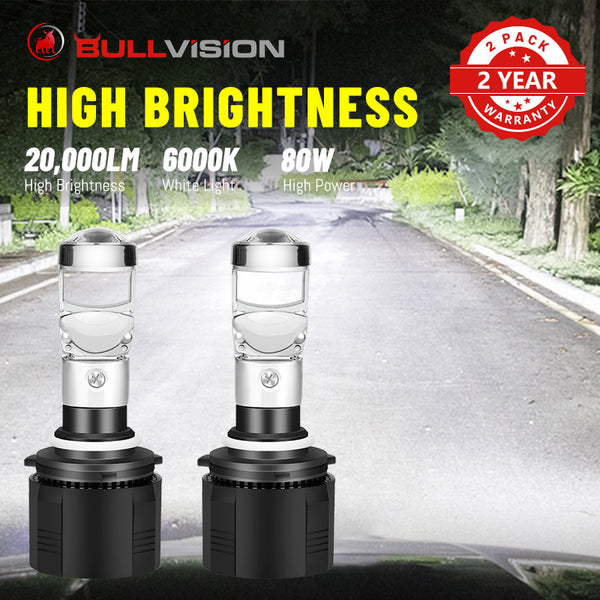 Bullvision H7 LED Headlight 20000LM Bi-LED Projector Lens LED H4 H11 H8 H9 9005 9006 HB3 HB4 6000K CSP Hi/Lo Beam Lens Headlamp