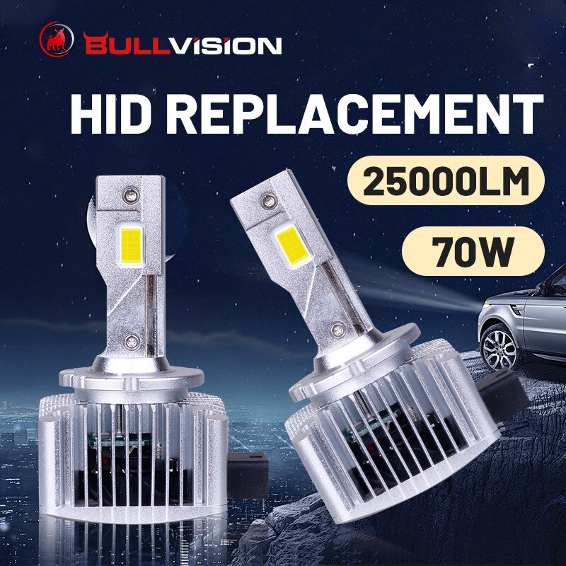 D3S D1S LED Canbus Car Headlight Bulbs 6000K White D2S D4S D5S D8S D1R D2R D3R D4R Turbo LED CSP 70W HID Retrofit Kit Plug&Play White Body Turbo Fan