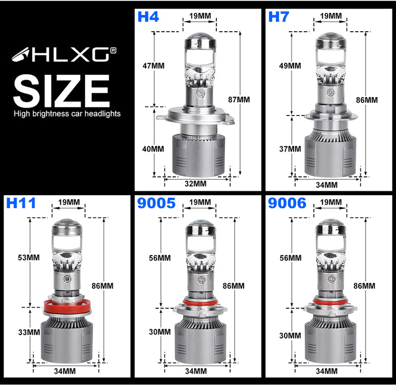 H4 LED Mini Lens H7 Mini Lens Bi-LED Projector H11/H8/H9 9005 HB3 9006 HB4 Car Headlights Turbo LED Bulbs