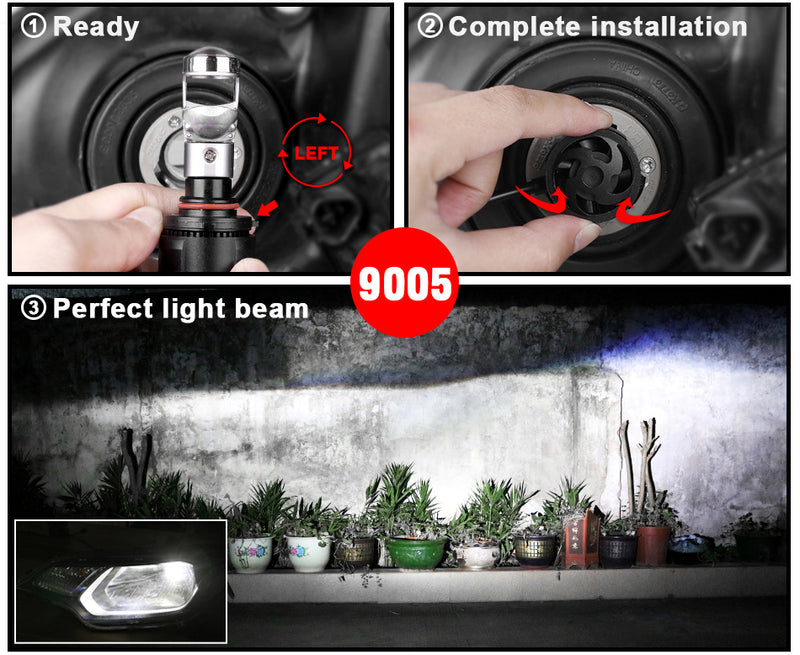 H4 LED Mini Lens H7 Mini Lens Bi-LED Projector H11/H8/H9 9005 HB3 9006 HB4 Car Headlights Turbo LED Bulbs