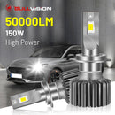 H7 LED Headlights 50000LM H4 H11 9005 9006 HB3 HB4 H8 H9 150W High Power 6000K CSP Chips Copper Tube Car Lights Dirvers For Lens