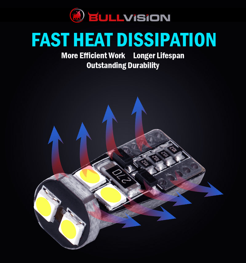 2PCS T10 W5W LED Signal Lamps 3030 SMD Chips 168 194 Interior Reading Light Day Running Light Tail Bulb Brake Lights White Color