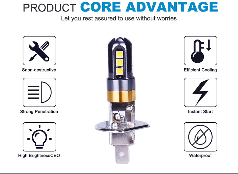 881 Fog Lights LED Signal Lights 3030 SMD Chips H1 H3 881 880 H27 Indoor Reading Lamps 6000K White License Plate Lights 12V 24V