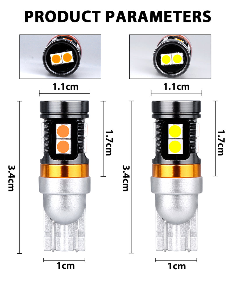 T10 W5W LED Signal Lamps 3030 12 SMD Chips White Yellow Color 168 194 Interior Reading Light Day Running Light Tail Bulb 12V 24V