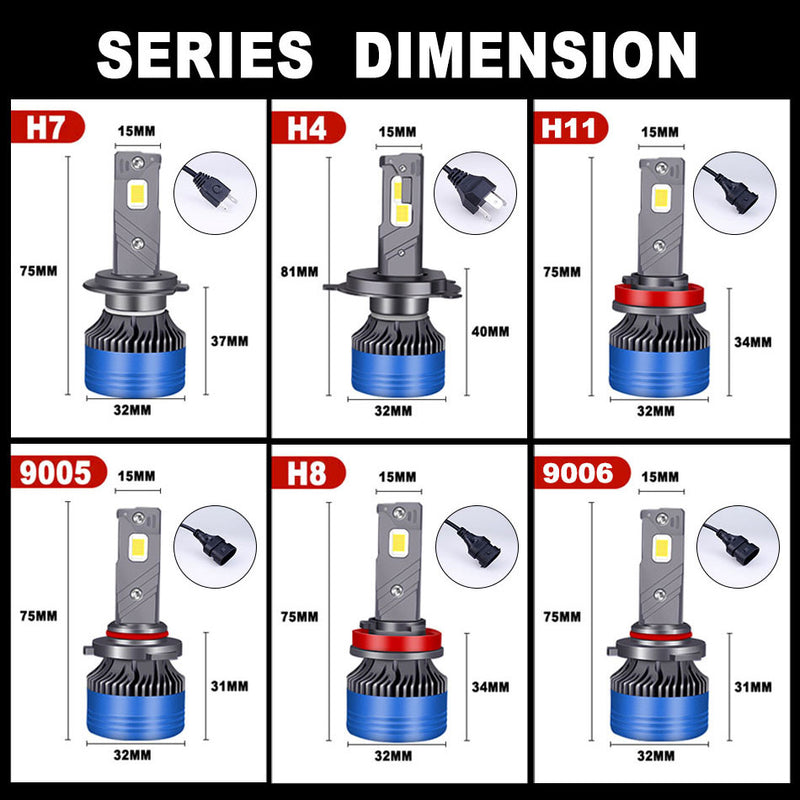 4300K Led H7 H4 LED Light Bulbs On Cars H1 H8 H11 LED Fog Light 9005 HB3 9006 HB4 9012 Hir2 Headlamp 30000LM Auto Retrofit Kits