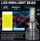 60000LM H4 LED Headlight Bulbs H7 HB3 9005 HB4 9006 9012 HIR2 H8 H11 150W Auto Fog Lights Turbo Lamp 5570 CSP Chips LHD Daylight