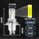 H4 LED Car Headlight 25000LM 6000K LED H7 H11 HIR2 H4 H8 H9 9005 9006 9012 HIR2 HB3 HB4 6000K High Beam Low Beam Mini Fog Light Fanless No Fan 12V 24V