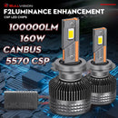 100000LM 160W H7 LED Canbus Car Headlights Bulbs H4 HB3 9005 HB4 9006 H11 9012 LED 6000K 5570 CSP Auto Lamp for VW Ford BMW