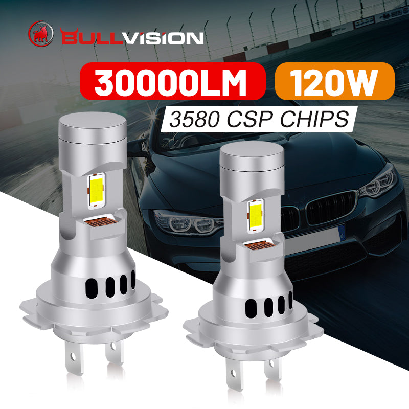 H7 LED 120W Headlight 30000LM 3580 CSP Chips High Bright Car Lights H7 Adapter L02 L05 L06 Universal High Low Beam 12V 24V Truck