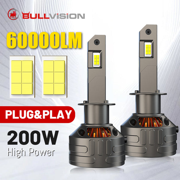 H4 LED Headlight K5C LED H7 60000LM H11 9012 HIR2 4300K 6000K H1 H8 9005 9006 HB3 HB4 200W 5570 CSP No Blind Hi/Lo Beam Copper Tube