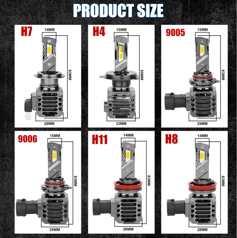 Bullvision 220W H7 LED Canbus 70000LM H4 H11 H8 H9 9012 HIR2 9005 9006 HB3 HB4 Turbo Auto Lights Fog Lamp For VW L03 L05 Adapter